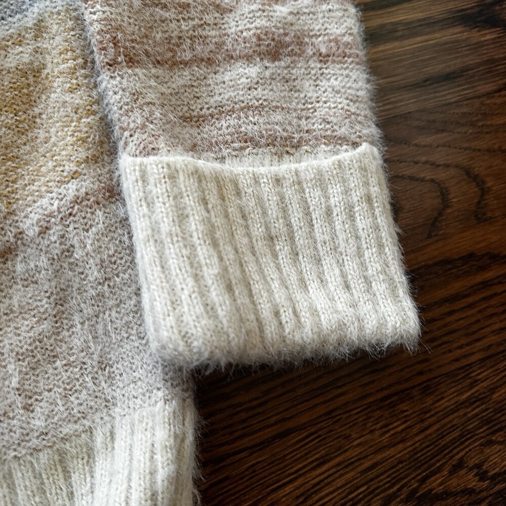 Maurices Plus Size Eyelash Striped  Open Cardigan Plus Size 0X Cream Sweater - Picture 2 of 15